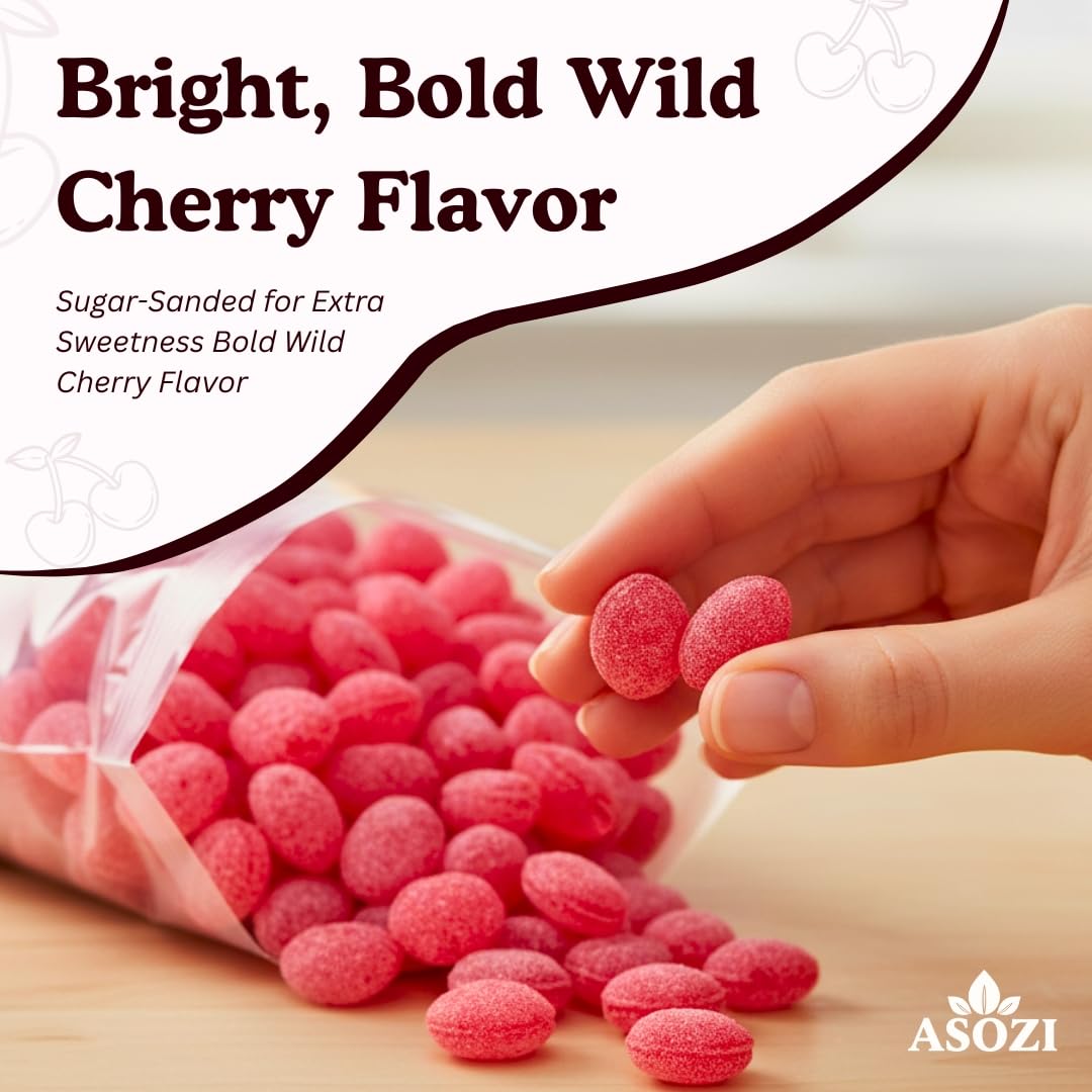 Wild Cherry Drops Hard Candy 2lb- Bulk Pack Claeys Old Fashioned Hard Candy - Cherry Candy Flavor- Sanded with Sugar - Perfect for Sore Throats