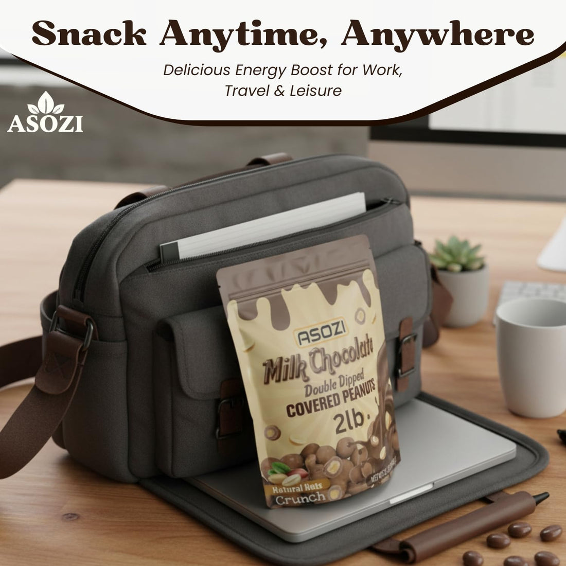 Double Dipped Milk Chocolate Covered Peanuts 2LB Resealable Bag – Extra Thick Chocolate Coating, Crunchy Premium Peanuts, Bulk Candy Snack for Parties, Baking & Gifting ASOZI