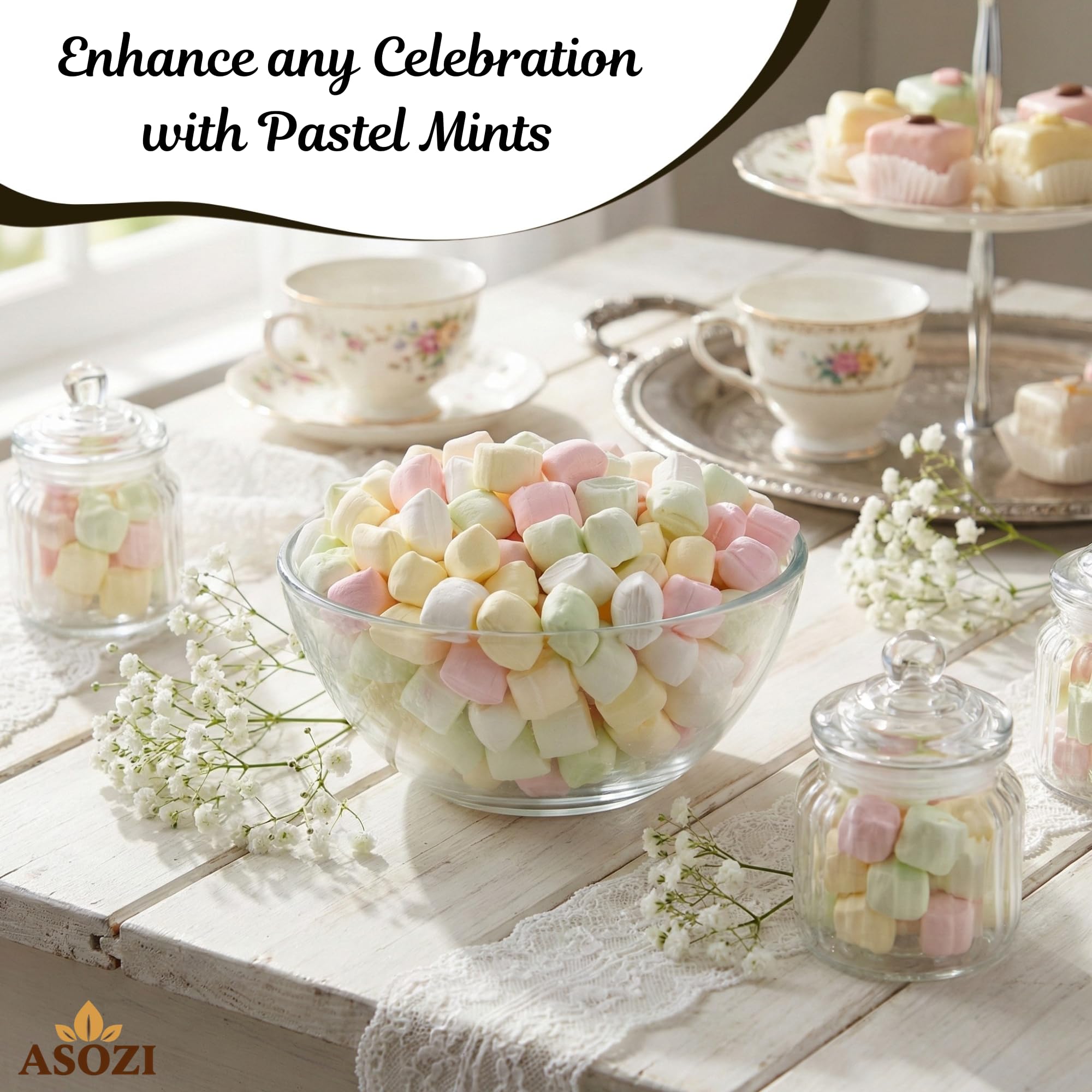Butter Mints Assorted 1.5lb-Soft Butter Dinner Mints, Buttermints Pillow Pastel Mint, Refreshing Peppermint Sweets, Bulk Assorted Mints for Parties, Office Bowls, Holiday Treats & Candy Buffets by ASOZI