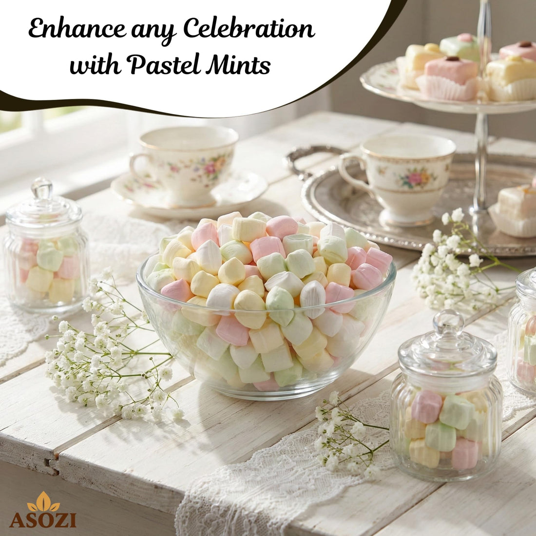 Butter Mints Assorted 1.5lb-Soft Butter Dinner Mints, Buttermints Pillow Pastel Mint, Refreshing Peppermint Sweets, Bulk Assorted Mints for Parties, Office Bowls, Holiday Treats & Candy Buffets by ASOZI