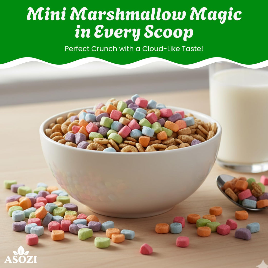 Mini Marshmallows for Hot Chocolate - Vanilla Flavored Dehydrated Marshmallow Bits 1Pound in Reusable Bag - Dried Mini Mallows - Perfect Topping for Cereal and Baked Treats by ASOZI