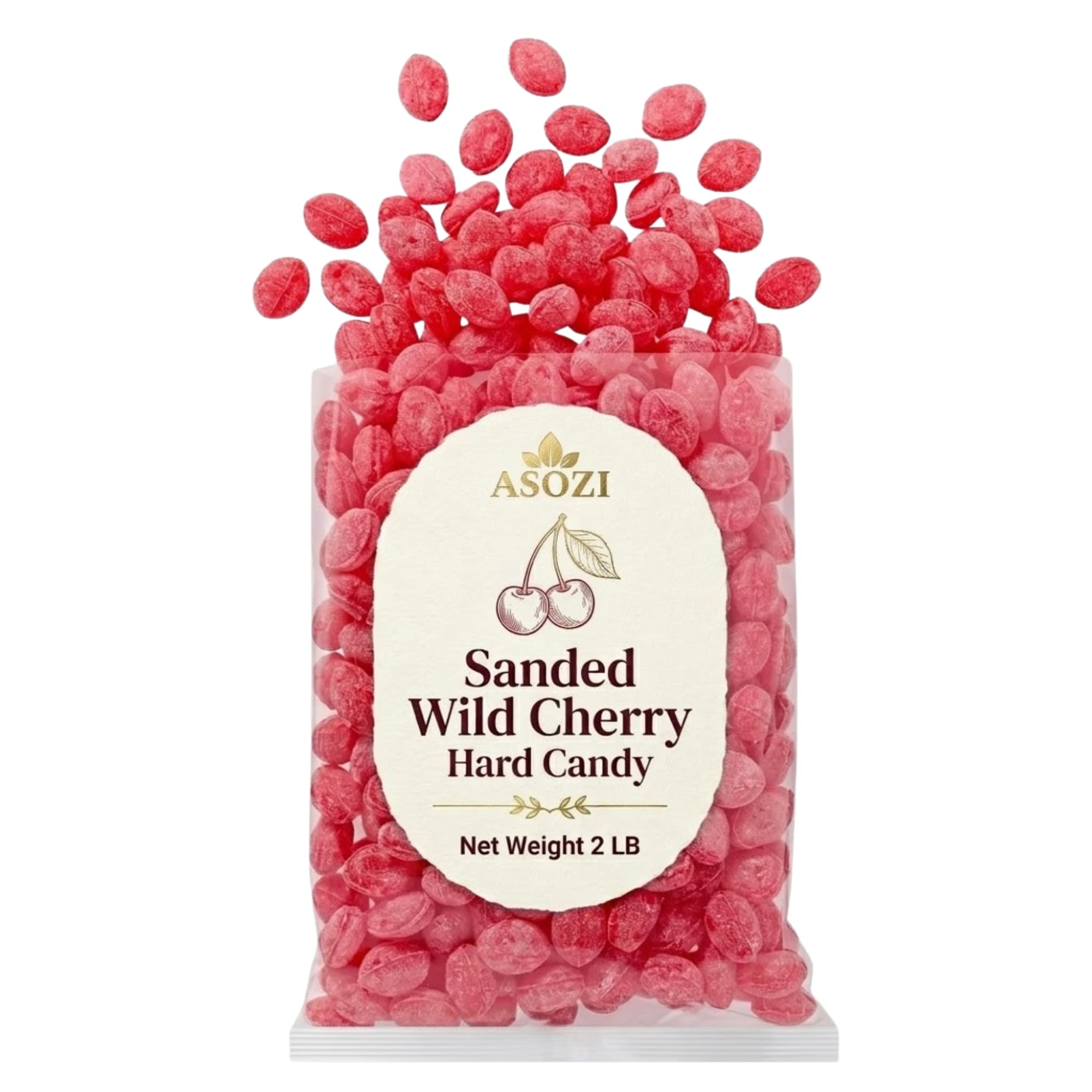 Wild Cherry Drops Hard Candy 2lb- Bulk Pack Claeys Old Fashioned Hard Candy - Cherry Candy Flavor- Sanded with Sugar - Perfect for Sore Throats