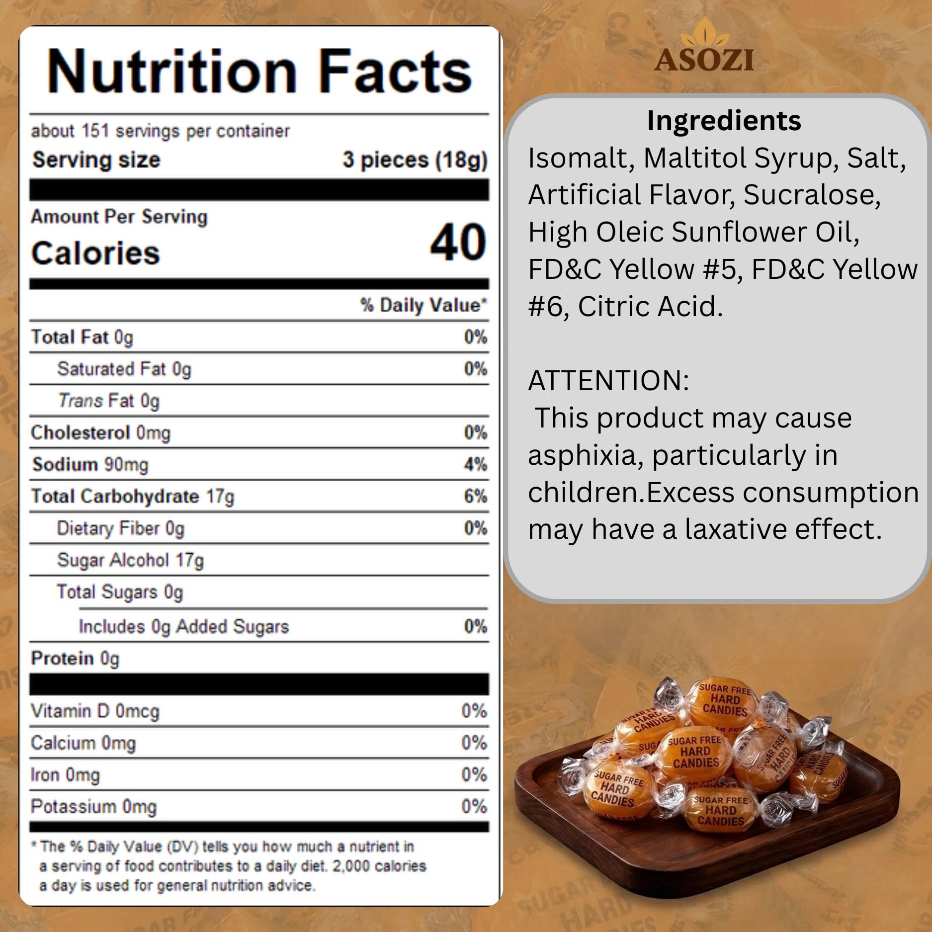 ASOZI Arcor Sugar Free Cinnamon Hard Candy- 1lb Bulk Sugar Free Hard Candy, Cinnamon Discs Individually Wrapped Keto And Diabetic Friendly, for Parties & Holidays