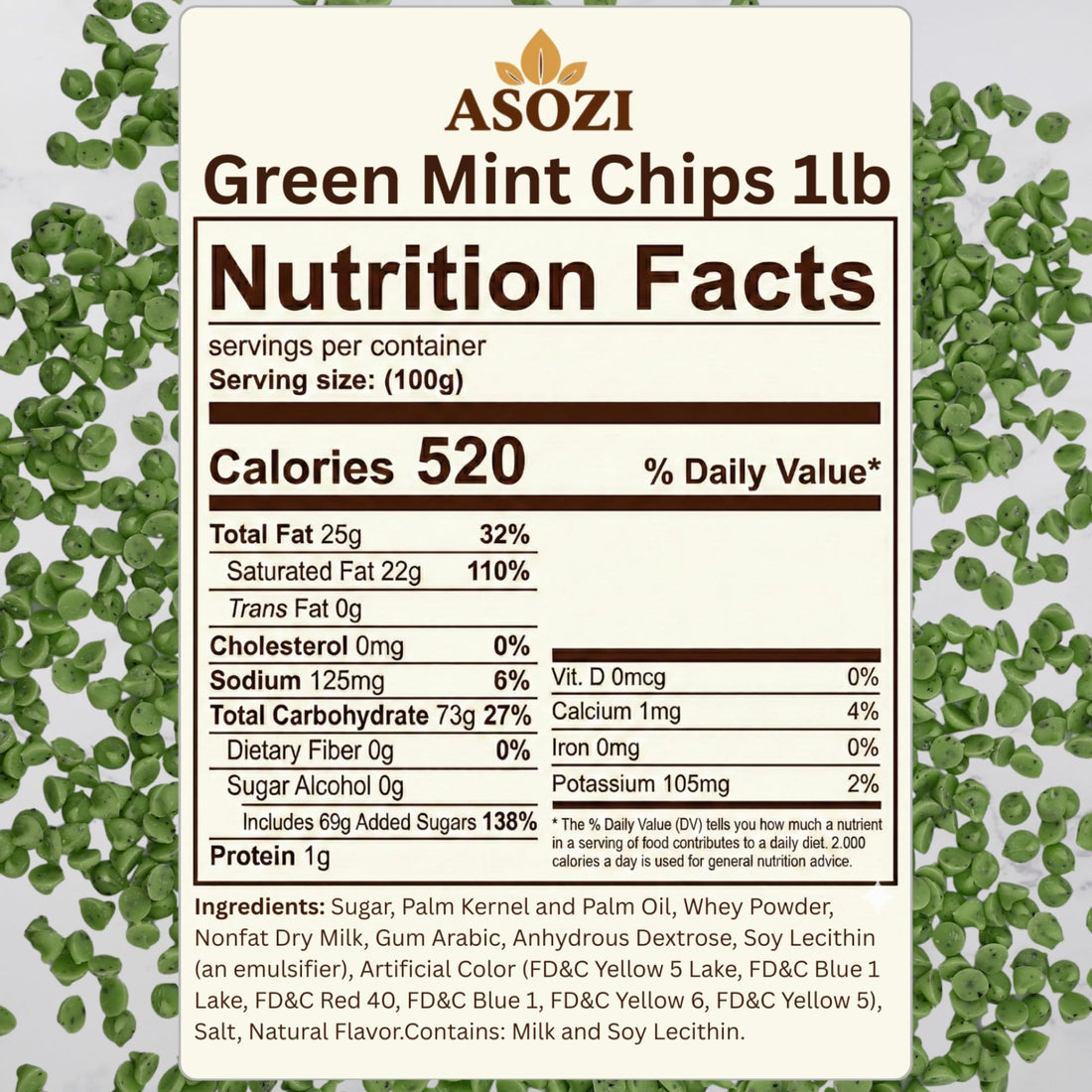 Green Mint Baking Chips - Small Drops for Baking and Candy - 4,000 Drops/Lb Mint Chocolate Chips