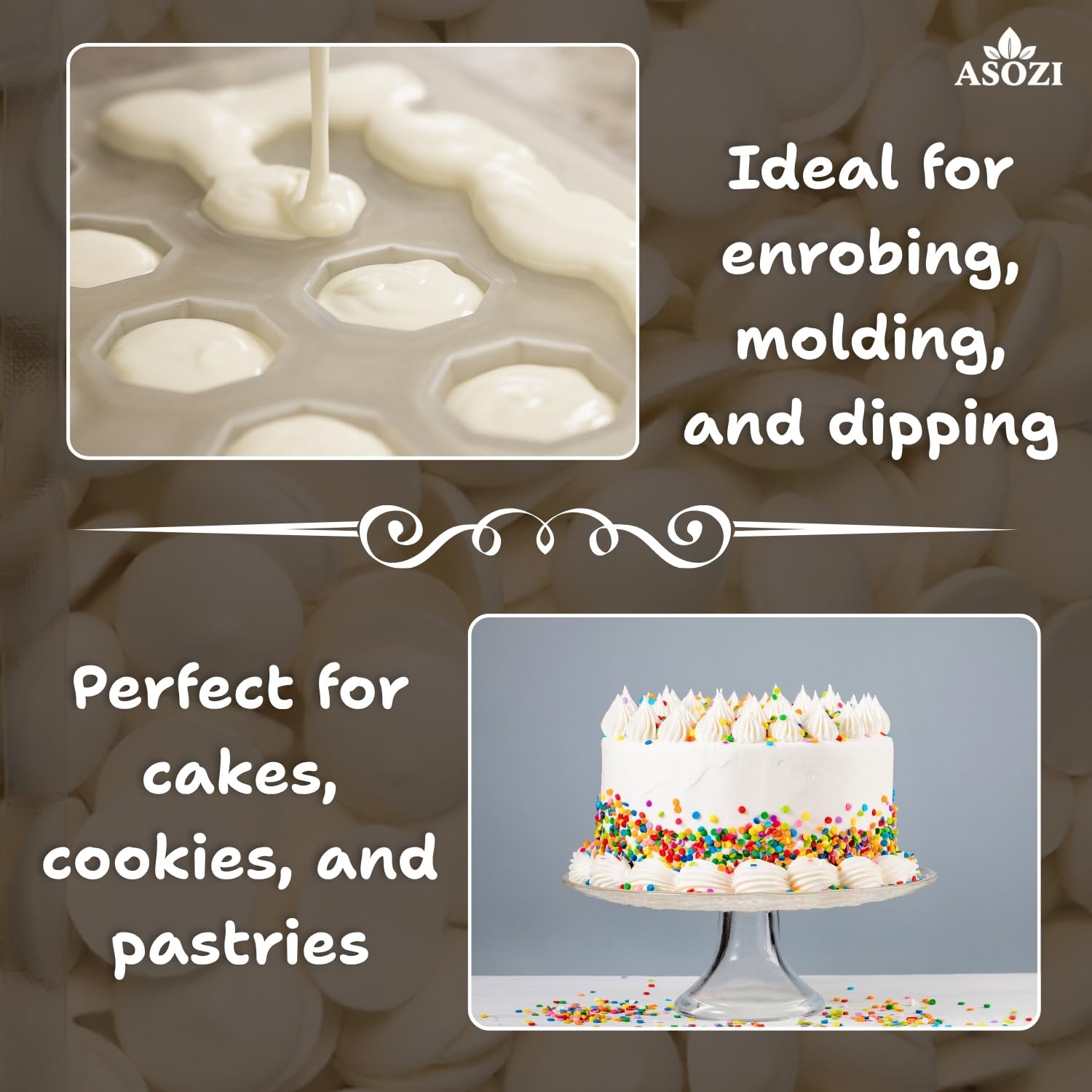 Super White Chocolate Melting Wafers 2lb – Smooth and Creamy, Perfect for Dipping, Baking, Candy Making, and Decorating Desserts – Ideal for Fountains, Coating, and Molded Chocolates