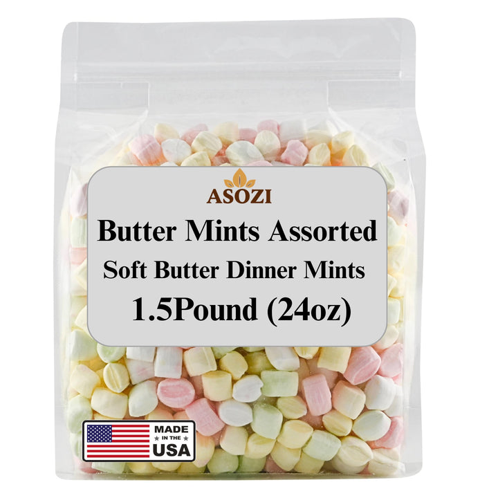 Butter Mints Assorted 1.5lb-Soft Butter Dinner Mints, Buttermints Pillow Pastel Mint, Refreshing Peppermint Sweets, Bulk Assorted Mints for Parties, Office Bowls, Holiday Treats & Candy Buffets by ASOZI