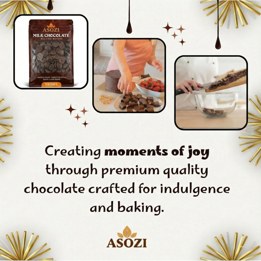 Dark Chocolate Melting Wafers 5lb – Smooth and Creamy, Perfect for Dipping, Baking, Candy Making, and Decorating Desserts – Ideal for Fountains, Coating, and Molded Chocolates