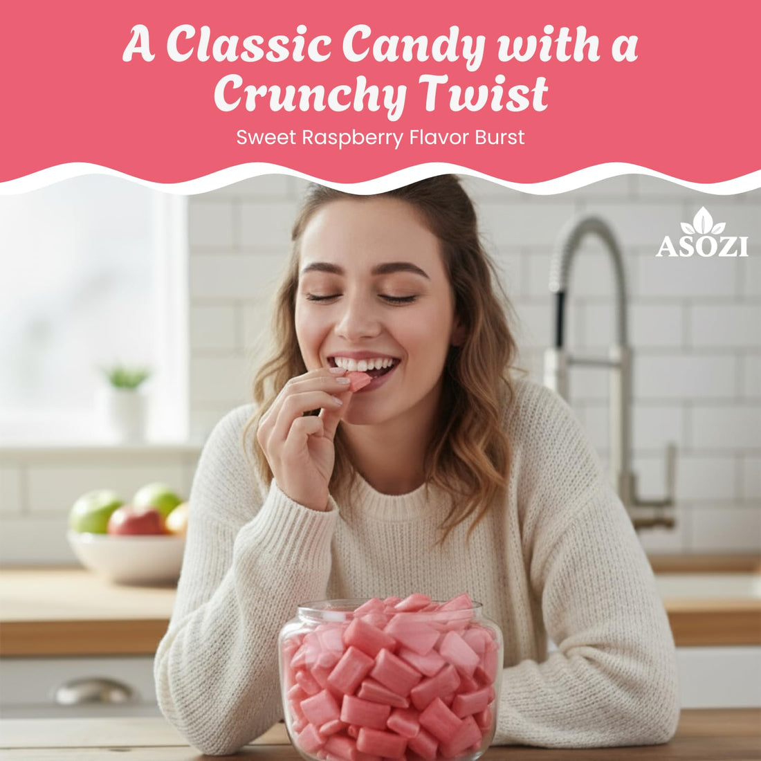 Old Fashioned Raspberry Chips Candy 1lb - Nostalgic Sweet Treat with Crispy Texture - Perfect for Sweet Treats Gift, Celebrations, and Holiday Festivities, (Raspberry)