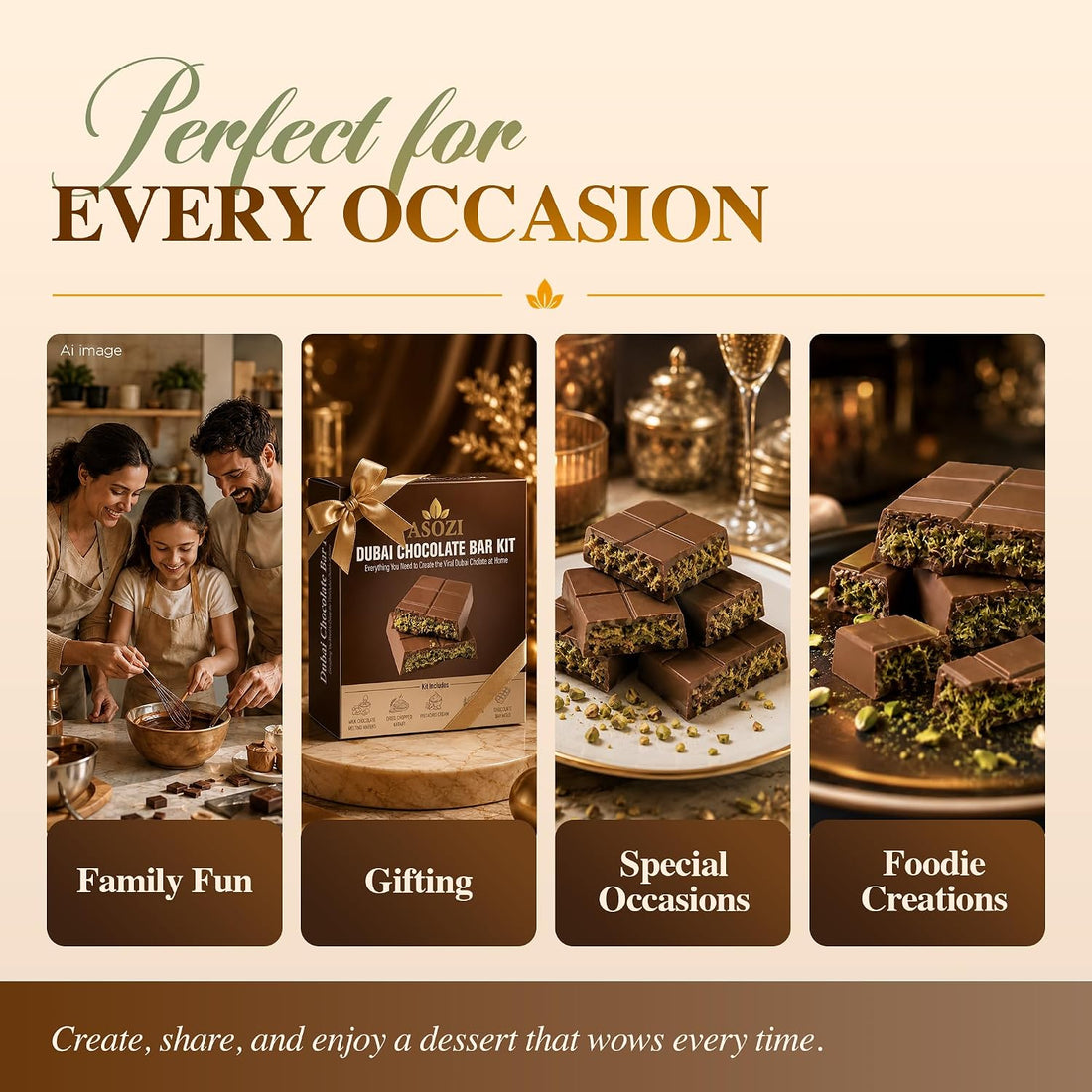 Dubai Chocolate Bar Making Kit With Pistachio Cream, Tahini, Kataifi, Milk Chocolate & 2 Modls