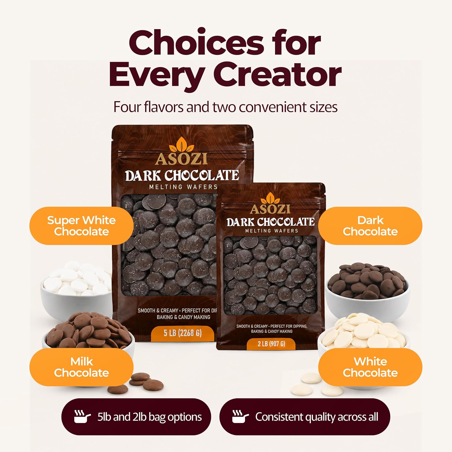 Dark Chocolate Melting Wafers 2lb | Candy Melts for Dipping & Baking