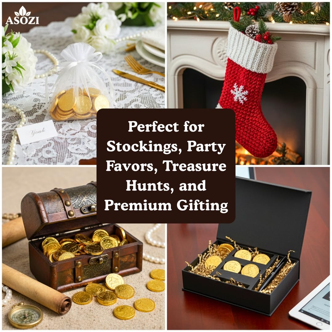 Gold Chocolate Coins 1lb, Approx 80 Pieces, of Premium Milk Chocolate Gold Coins, Ideal Coin Candy for Gift Baskets, and Holiday Celebrations, Parties, Events, and Festive Decorations St. Patrick's Day