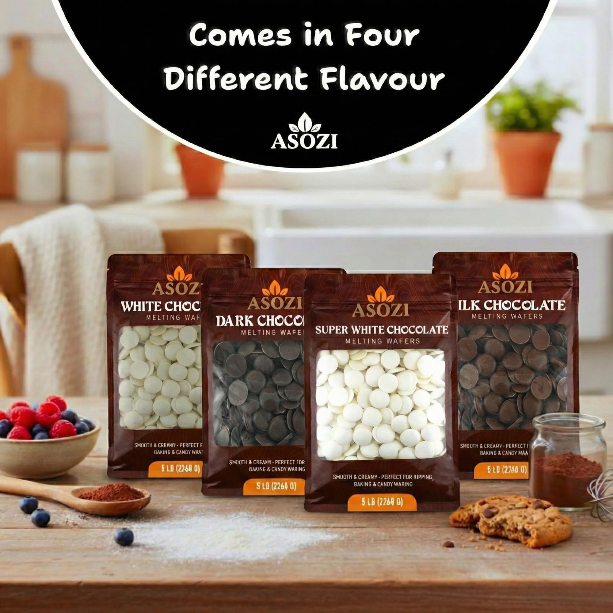 Dark Chocolate Melting Wafers 5lb – Smooth and Creamy, Perfect for Dipping, Baking, Candy Making, and Decorating Desserts – Ideal for Fountains, Coating, and Molded Chocolates