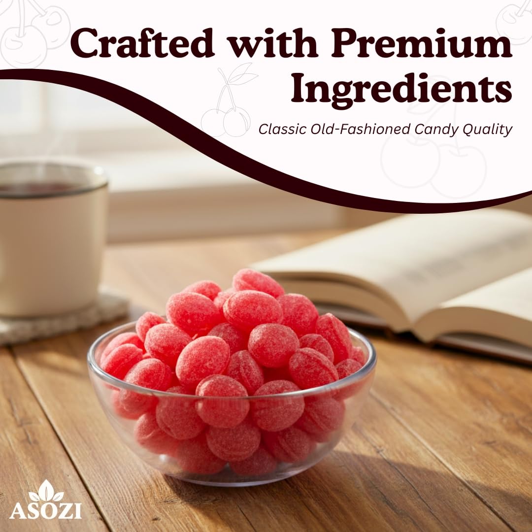 Wild Cherry Drops Hard Candy 2lb- Bulk Pack Claeys Old Fashioned Hard Candy - Cherry Candy Flavor- Sanded with Sugar - Perfect for Sore Throats