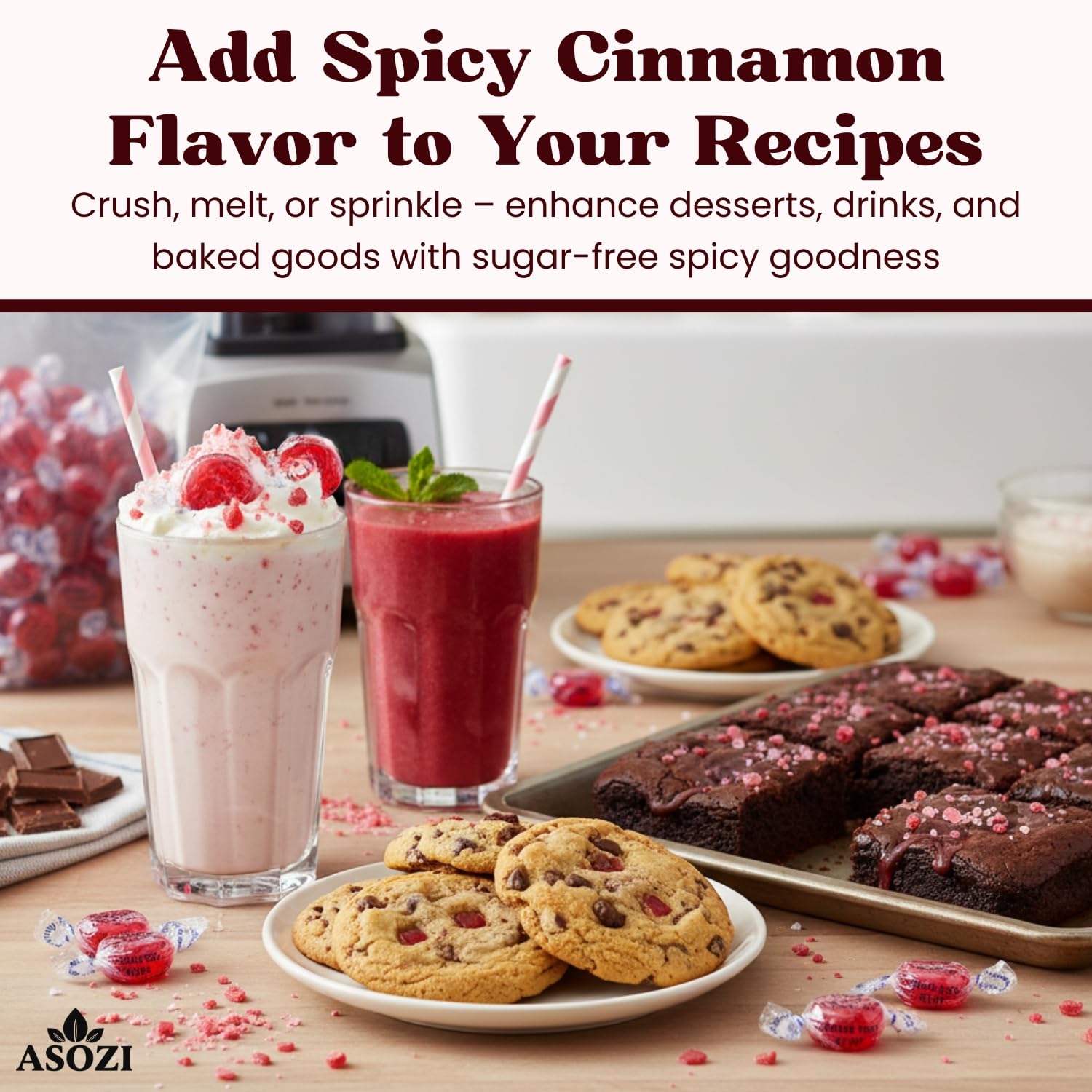 ASOZI Arcor Sugar Free Cinnamon Hard Candy- 1lb Bulk Sugar Free Hard Candy, Cinnamon Discs Individually Wrapped Keto And Diabetic Friendly, for Parties & Holidays
