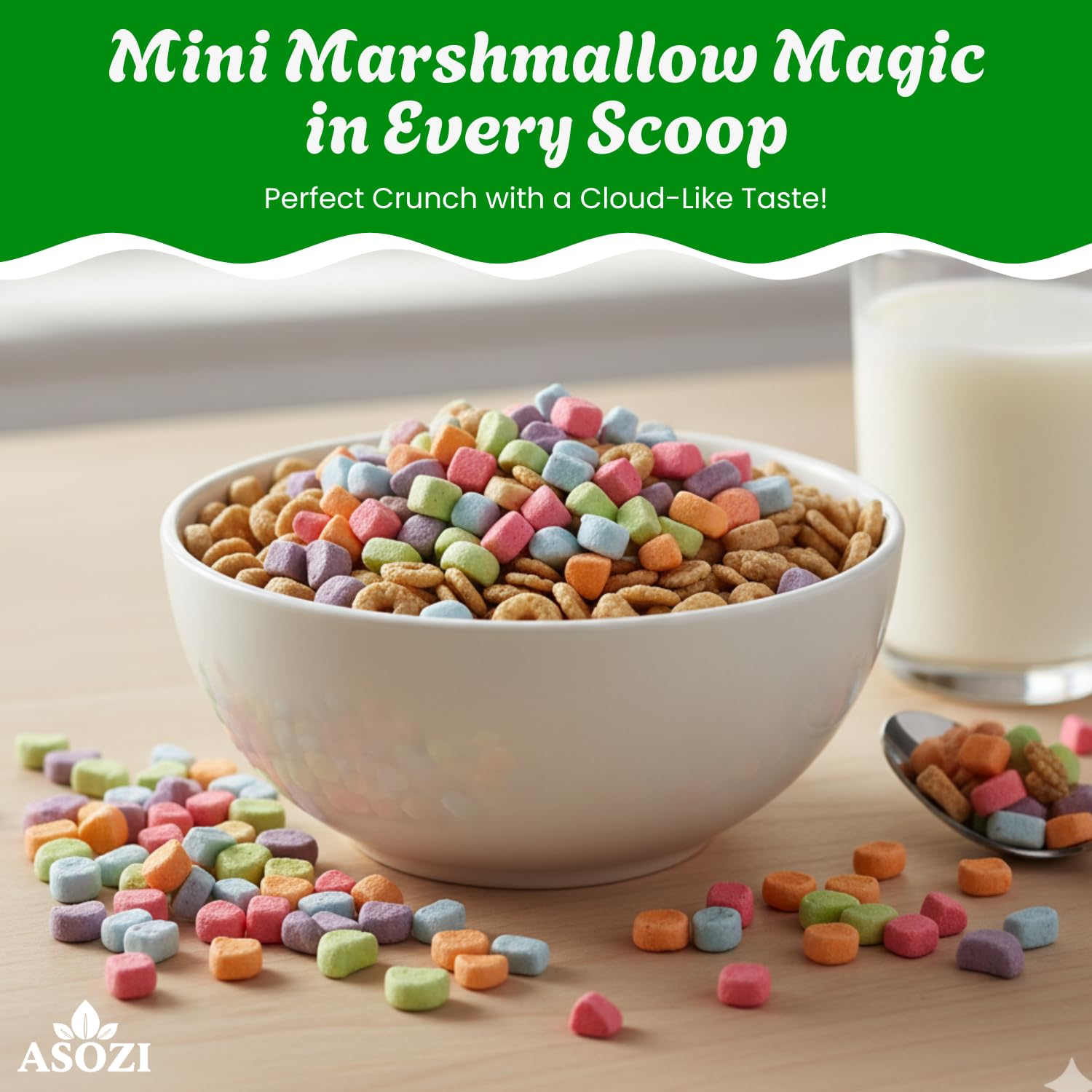Mini Marshmallows for Hot Chocolate - Vanilla Flavored Dehydrated Marshmallow Bits 1Pound in Reusable Bag - Dried Mini Mallows - Perfect Topping for Cereal and Baked Treats by ASOZI