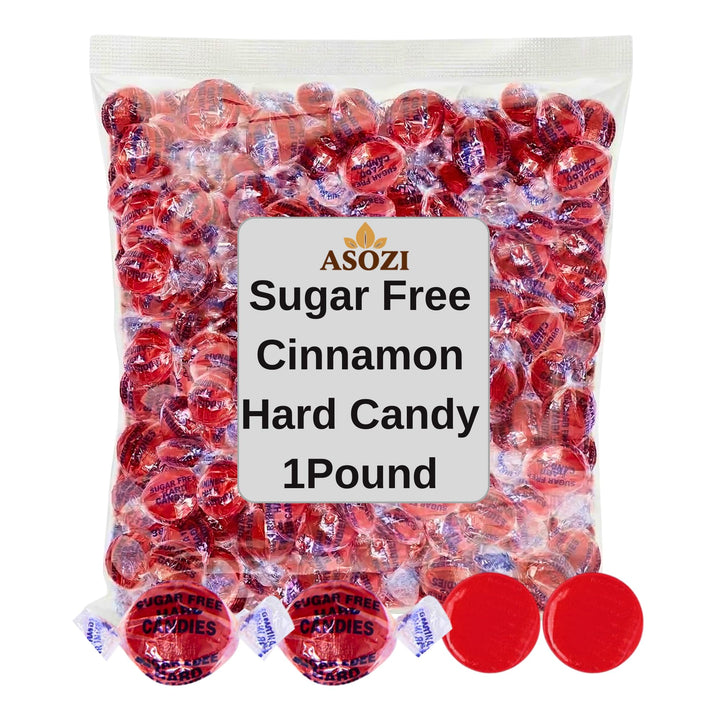 ASOZI Arcor Sugar Free Cinnamon Hard Candy- 1lb Bulk Sugar Free Hard Candy, Cinnamon Discs Individually Wrapped Keto And Diabetic Friendly, for Parties & Holidays