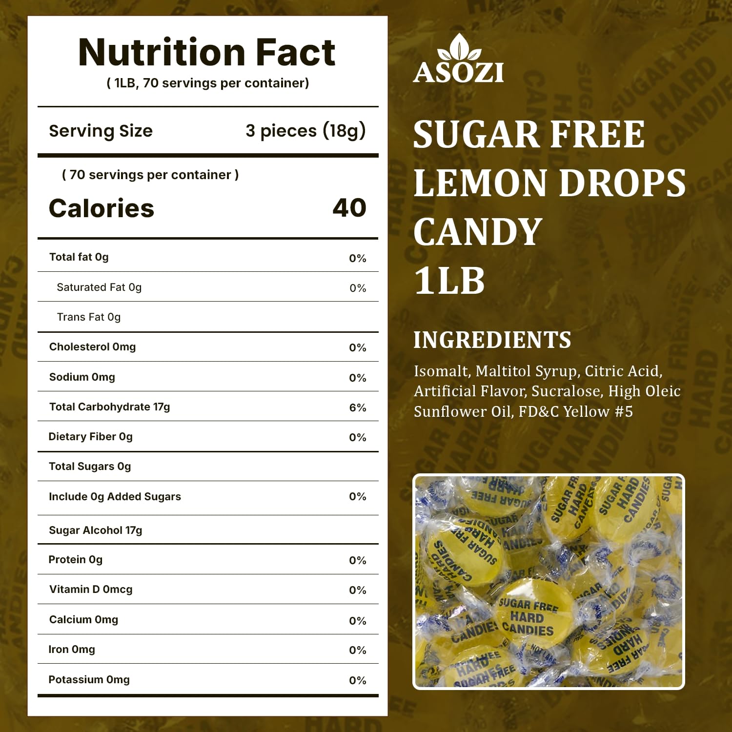 ASOZI Arcor Sugar Free Cinnamon Hard Candy- 1lb Bulk Sugar Free Hard Candy, Cinnamon Discs Individually Wrapped Keto And Diabetic Friendly, for Parties & Holidays