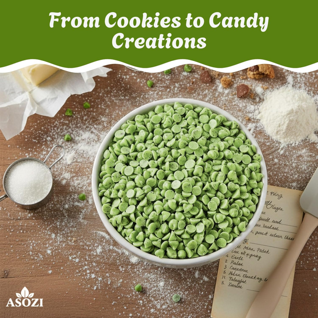 Green Mint Baking Chips - Small Drops for Baking and Candy - 4,000 Drops/Lb Mint Chocolate Chips