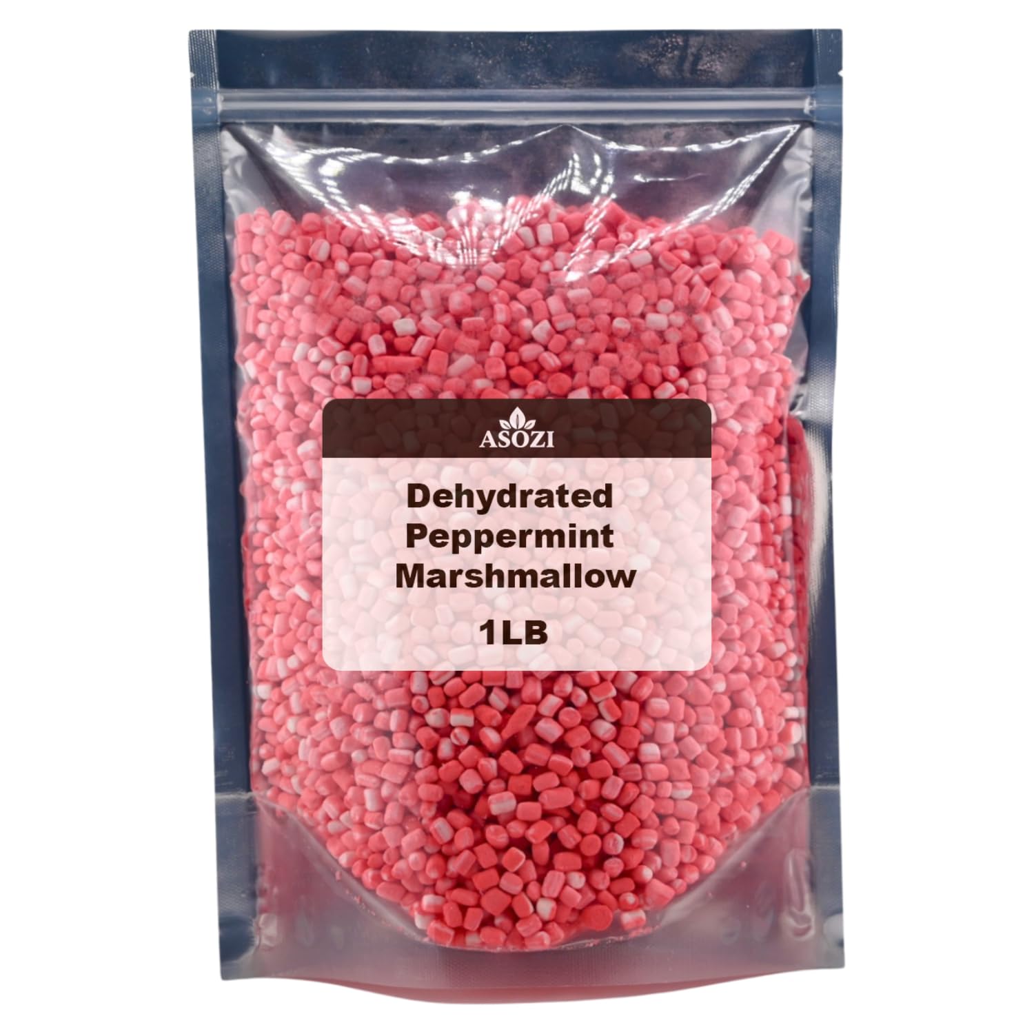 Dehydrated Peppermint Marshmallows 1LB – Mini Freeze Dried Malvaviscos de Menta, Bulk Hot Chocolate & Coffee Topping, Baking Mix, Holiday Desserts, Crunchy Candy Snack, Christmas Treats, DIY Desserts by ASOZI