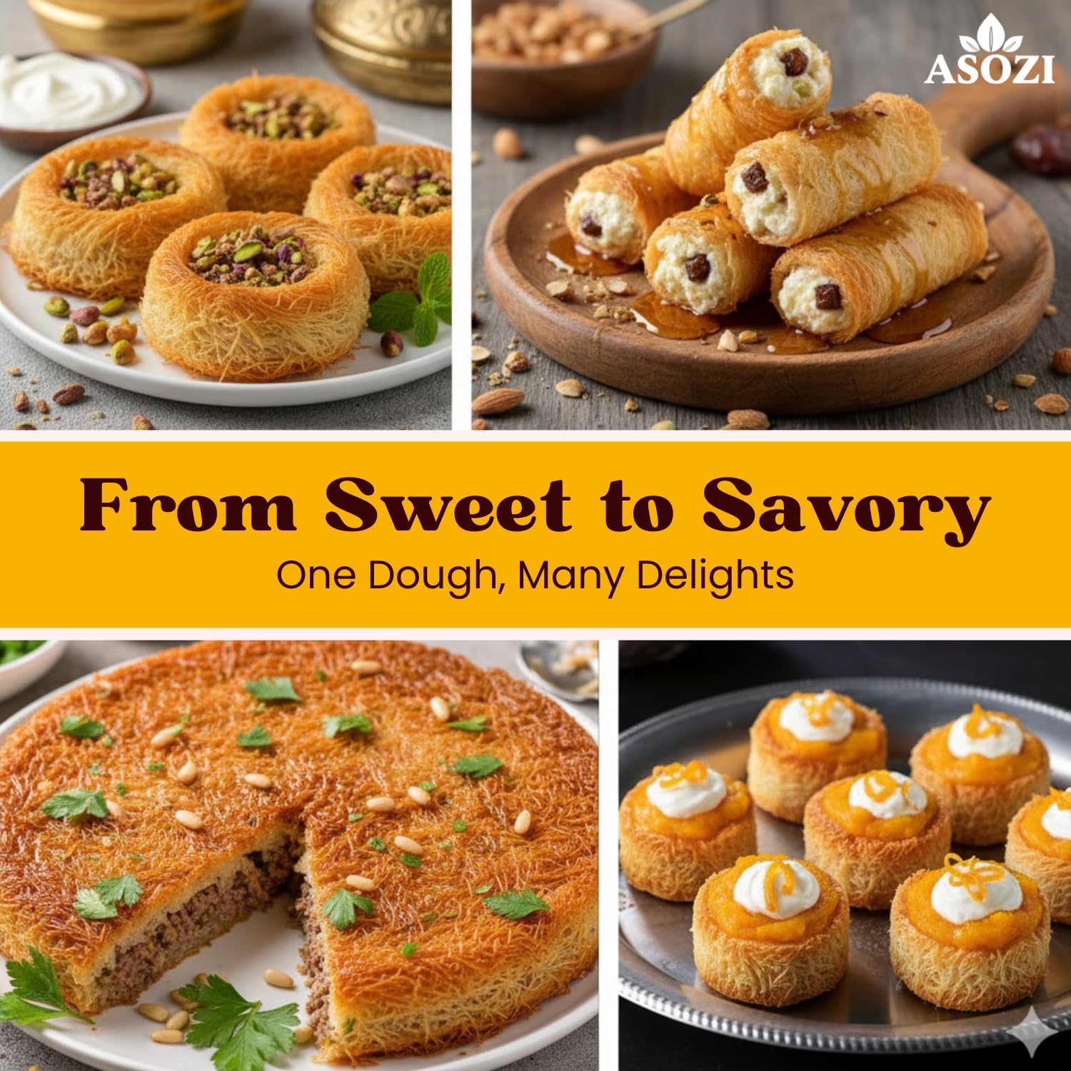 Dried Kataifi Pastry Dough 16 Ounce | Shredded Fillo for Dubai Chocolate Bar, Kunafa and Baklava | Kadayif Phyllo Strands for Pistachio Cream Desserts