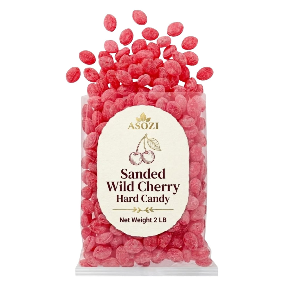Wild Cherry Drops Hard Candy 2lb- Bulk Pack Claeys Old Fashioned Hard Candy - Cherry Candy Flavor- Sanded with Sugar - Perfect for Sore Throats