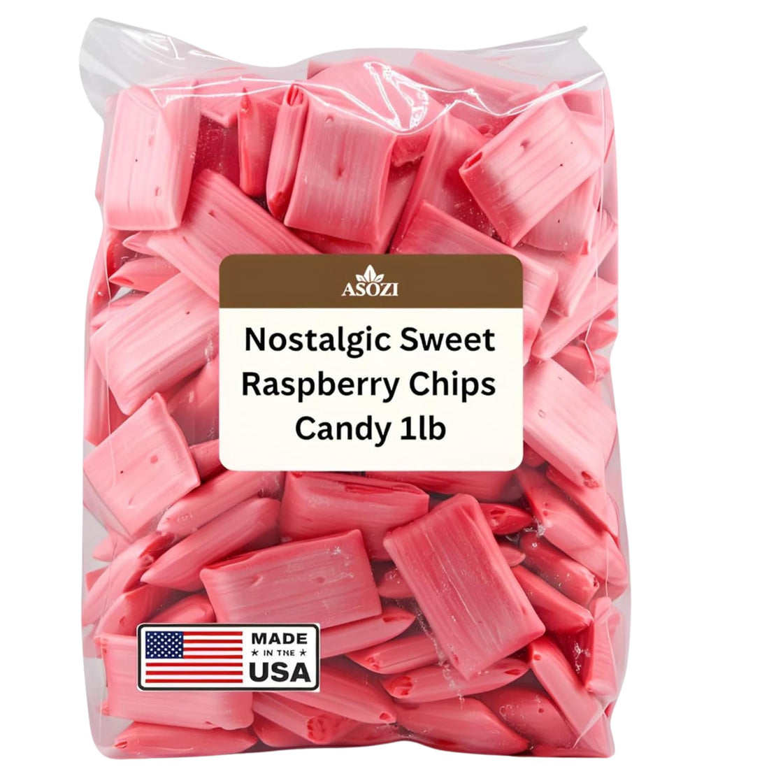 Old Fashioned Raspberry Chips Candy 1lb - Nostalgic Sweet Treat with Crispy Texture - Perfect for Sweet Treats Gift, Celebrations, and Holiday Festivities, (Raspberry)