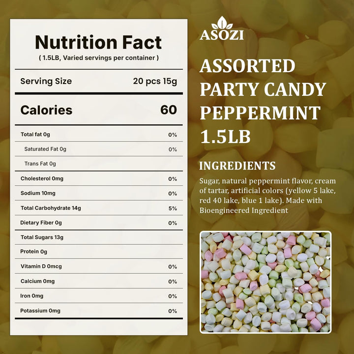 Butter Mints Assorted 1.5lb-Soft Butter Dinner Mints, Buttermints Pillow Pastel Mint, Refreshing Peppermint Sweets, Bulk Assorted Mints for Parties, Office Bowls, Holiday Treats & Candy Buffets by ASOZI