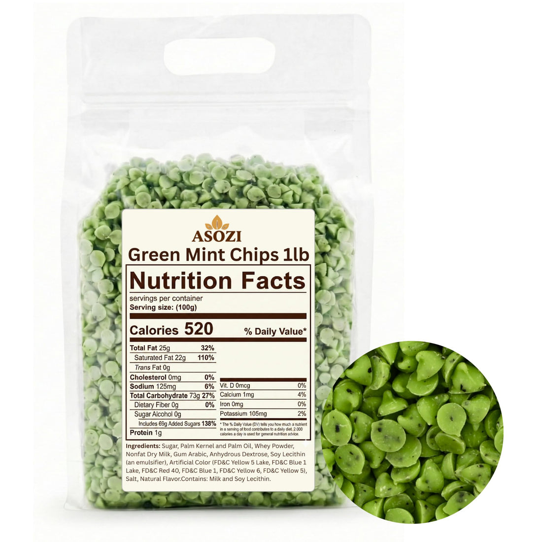 Green Mint Baking Chips - Small Drops for Baking and Candy - 4,000 Drops/Lb Mint Chocolate Chips